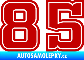 Samolepka Startovní číslo 85 typ 5 tmavě červená