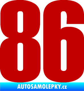 Samolepka Startovní číslo 86 typ 2      tmavě červená