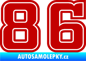Samolepka Startovní číslo 86 typ 5 tmavě červená