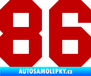Samolepka Startovní číslo 86 tmavě červená