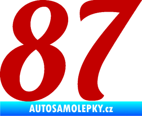 Samolepka Startovní číslo 87 typ 3   tmavě červená