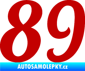 Samolepka Startovní číslo 89 typ 3  tmavě červená