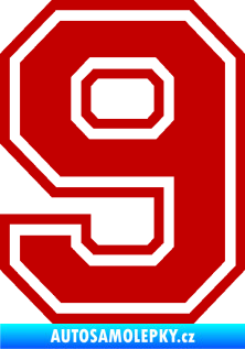 Samolepka Startovní číslo 9 typ 4 tmavě červená