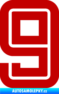 Samolepka Startovní číslo 9 typ 7 tmavě červená