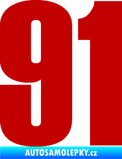 Samolepka Startovní číslo 91 typ 2 tmavě červená
