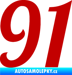 Samolepka Startovní číslo 91 typ 3  tmavě červená