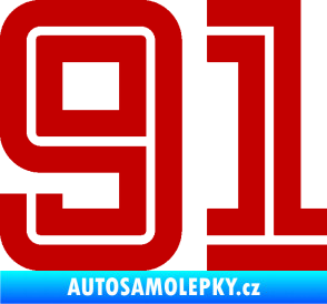 Samolepka Startovní číslo 91 typ 7 tmavě červená