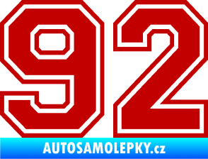 Samolepka Startovní číslo 92 typ 4 tmavě červená