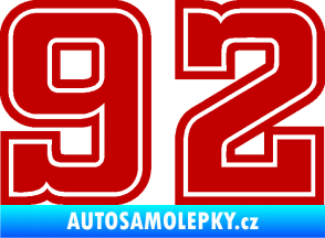 Samolepka Startovní číslo 92 typ 5 tmavě červená