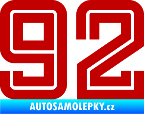 Samolepka Startovní číslo 92 typ 7 tmavě červená