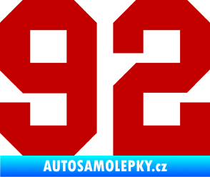 Samolepka Startovní číslo 92 tmavě červená