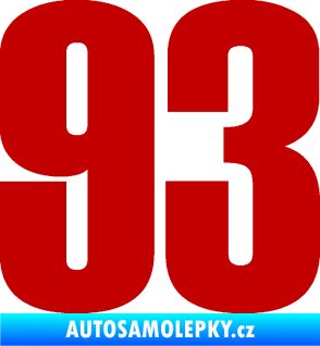 Samolepka Startovní číslo 93 typ 2   tmavě červená