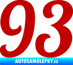 Samolepka Startovní číslo 93 typ 3   tmavě červená