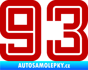 Samolepka Startovní číslo 93 typ 7 tmavě červená