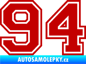 Samolepka Startovní číslo 94 typ 4 tmavě červená