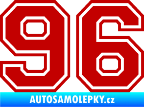 Samolepka Startovní číslo 96 typ 4 tmavě červená