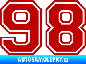Samolepka Startovní číslo 98 typ 4 tmavě červená