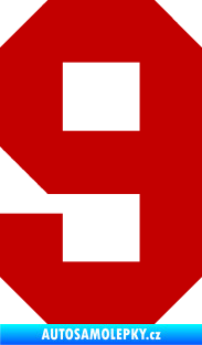 Samolepka Startovní číslo 9 tmavě červená