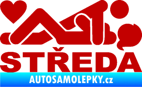 Samolepka Středa nápis tmavě červená