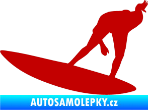 Samolepka Surfař 001 levá tmavě červená