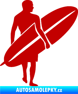 Samolepka Surfař 004 pravá tmavě červená