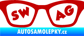 Samolepka Swag nápis v brýlích tmavě červená