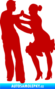 Samolepka Tanec 001 levá latinskoamerický tanec pár tmavě červená