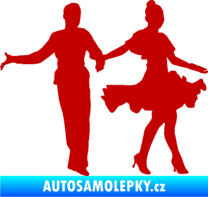 Samolepka Tanec 002 levá latinskoamerický tanec pár tmavě červená