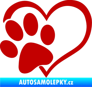 Samolepka Tlapka love levá tmavě červená