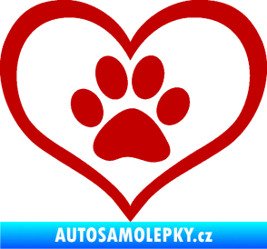 Samolepka Tlapky love 002 tmavě červená