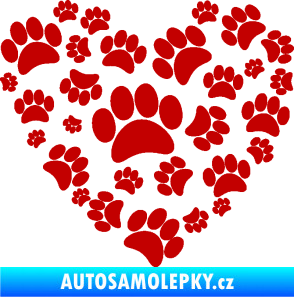 Samolepka Tlapky love 003 tmavě červená
