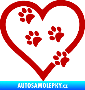 Samolepka Tlapky love 006 levá tmavě červená
