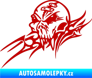 Samolepka Tribal skull levá lebka tmavě červená