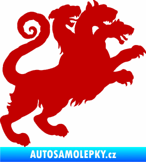 Samolepka Trojhlavý pes kerberos 002 pravá tmavě červená