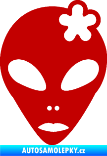 Samolepka UFO 009 slečna s kytičkou pravá tmavě červená