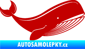 Samolepka Velryba 001 pravá tmavě červená