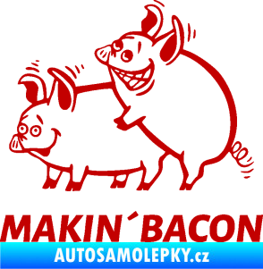 Samolepka Veselá prasátka makin bacon levá tmavě červená