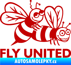 Samolepka Veselé vosy fly united pravá tmavě červená