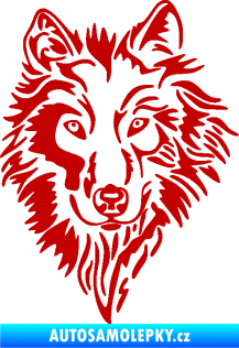 Samolepka Vlk 019 levá tmavě červená