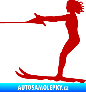 Samolepka Vodní lyže 002 levá tmavě červená