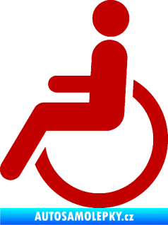 Samolepka Vozíčkář 002 invalida - levá tmavě červená