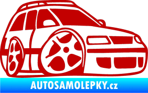 Samolepka VW Passat b6 karikatura pravá tmavě červená
