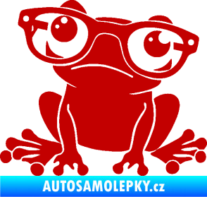 Samolepka Žába 011 levá kouká s brýlemi tmavě červená