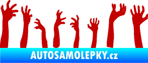 Samolepka Zombie 002 levá mrtví vylézají z hrobu tmavě červená
