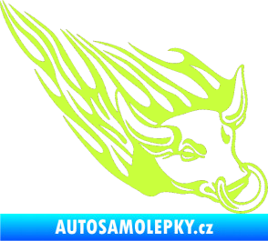 Samolepka Animal flames 010 pravá býk s kruhem limetová
