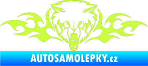 Samolepka Animal flames 038 levá  vlk limetová
