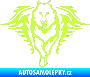 Samolepka Animal flames 039 levá  vlk limetová