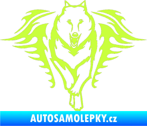 Samolepka Animal flames 039 pravá  vlk limetová
