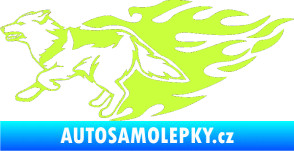 Samolepka Animal flames 090 levá vlk limetová
