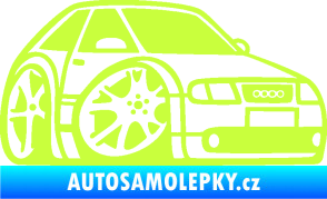 Samolepka Audi A3 karikatura pravá limetová
